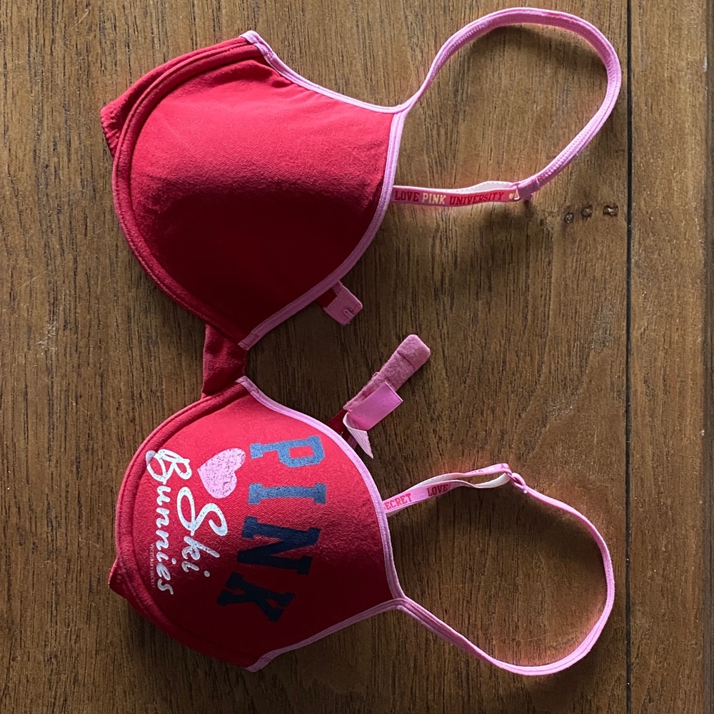 Victoria's Secret Red Bra with Ski Bunnies